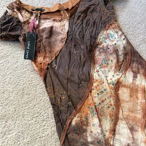 Bohemian Lace Dress in Brown and Tan